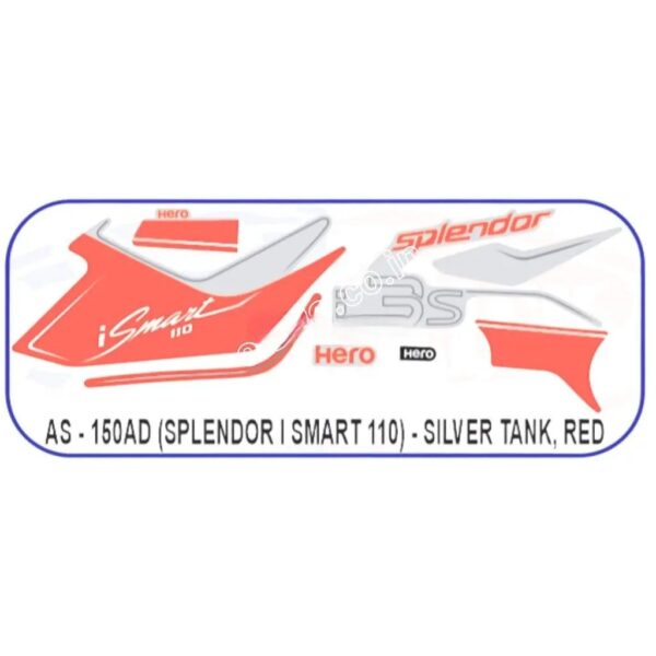 graphics-sticker-set-for-hero-splendor-ismart-110-silver-tank-red-sticker.jpg Sticker Set For Hero Splendor Ismart 110