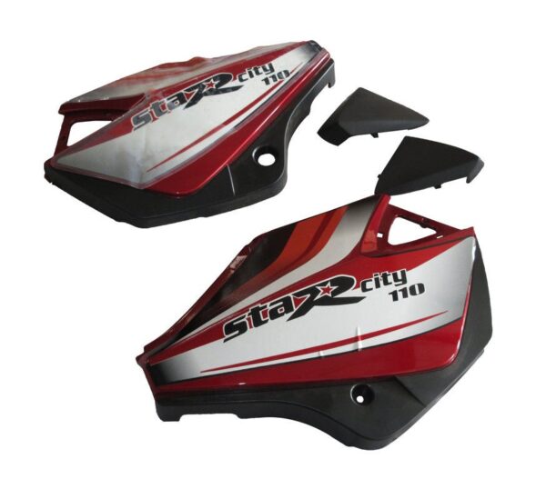 Side Panel Set Fit For TVS Starcvti 110 Cc Latest type 3 Flame Red