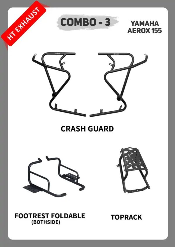 aerox-combo-3-crashguard-foldable-footrest-toprack Aerox Crashguard Footrest Toprack