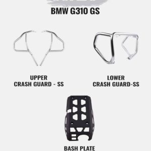 bmw-g310gs-combo-upper-crashguard-ss-lower-crashguard-ss-engine-guard-black Crash Guard for BMW G310GS Upper Lower Black