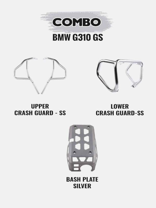bmw-g310gs-combo-upper-crashguard-ss-lower-crashguard-ss-engine-guard-silver Crash Guards for BMW G310GS Silver