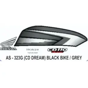 graphics-sticker-set-for-honda-cd-110-dream-black-vehicle-grey-sticker Honda CD 110 Dream Graphics Kit Black Grey