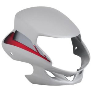headlight-visor-fit-for-hero-hf-deluxe-cloud-silver-red-sticker HF Deluxe Headlight Visor Cloud Silver Red