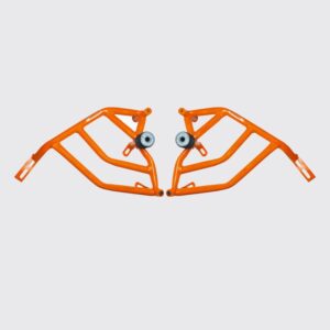 hitech-duke-125-200-crash-guard-old-model-orange-with-4-metal-slider-fits Crash Guard for Duke 125 200 Orange Metal Slider