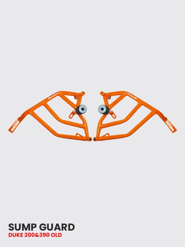 hitech-duke-125-200-crash-guard-old-model-orange-with-4-metal-slider-fits Crash Guard for Duke 125 200 Orange