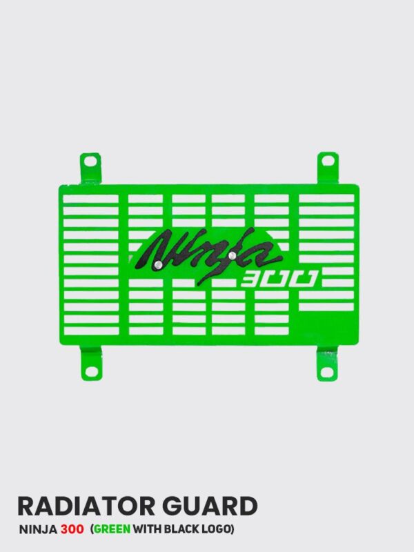kawasaki-ninja-300-radiator-guard-black-with-green-logo-sb-839 Radiator Guard for Kawasaki Ninja 300 Black