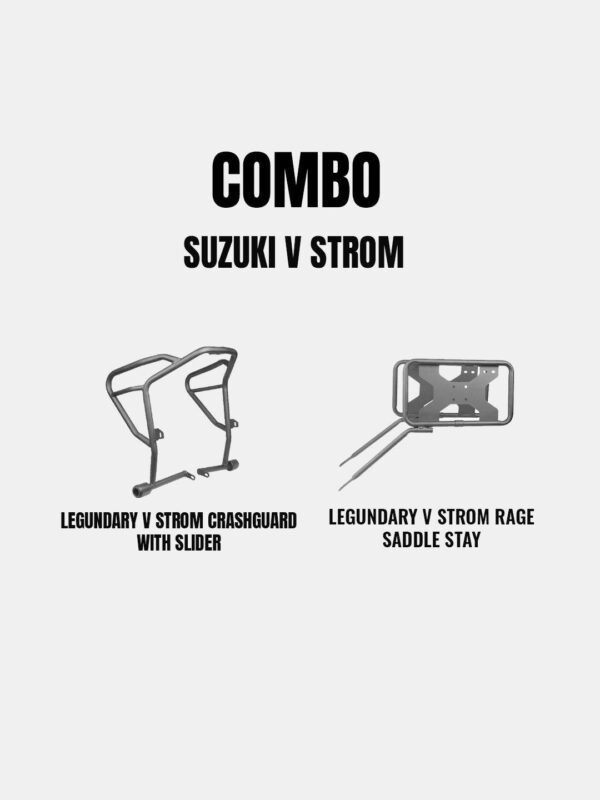 legundary-combo-for-suzuki-v-strom-adrinex-cg-with-slider-rage-saddlestay Suzuki V Strom Crash Guard Slider