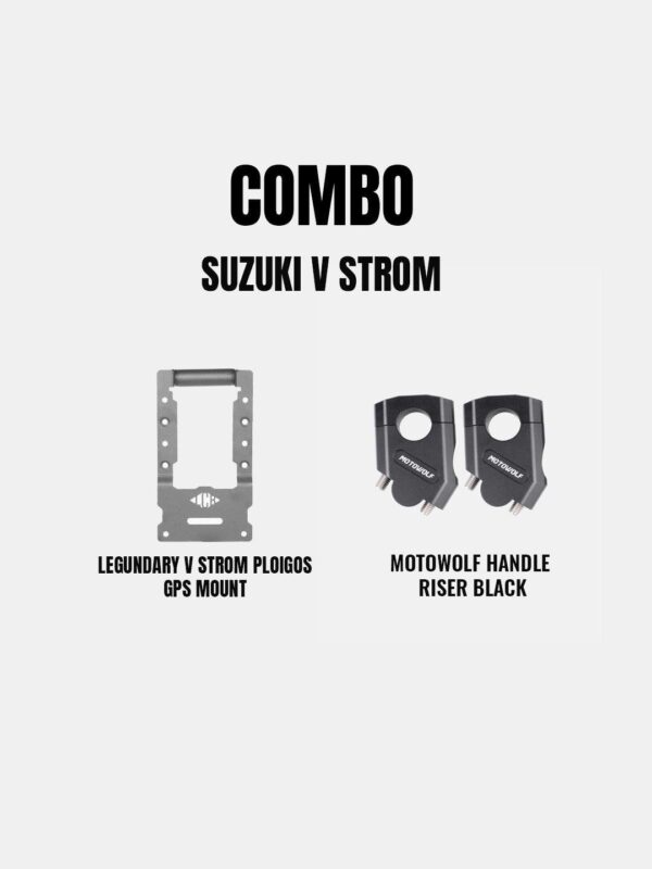 legundary-v-strom-ploigos-gps-mount-motowolf-handle-riser-black V Strom GPS Mount Handle Riser Black