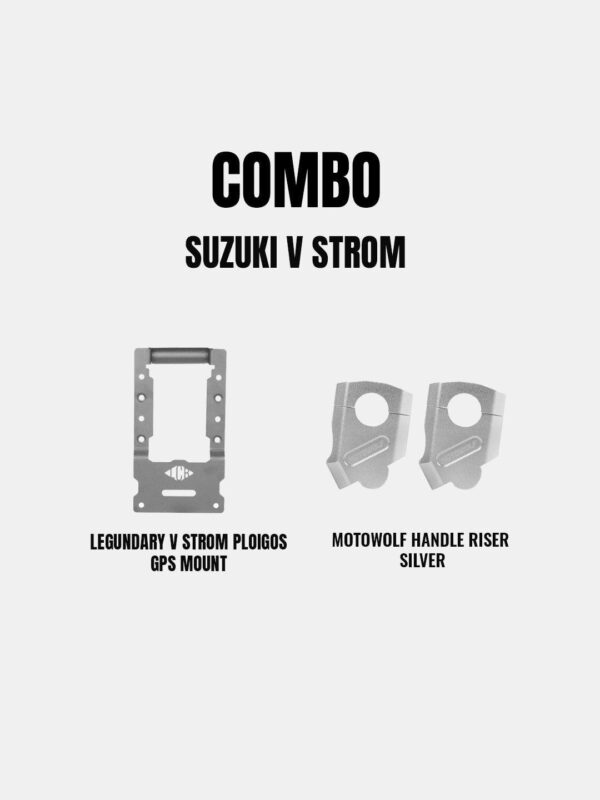 legundary-v-strom-ploigos-gps-mount-motowolf-handle-riser-silver V Strom GPS Mount Handle Riser Silver