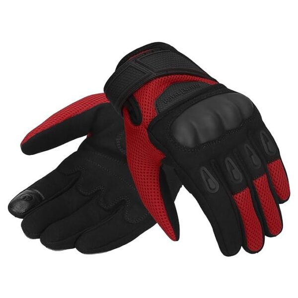 Riding Gloves for Royal Enfield Rambler V2 Red Black