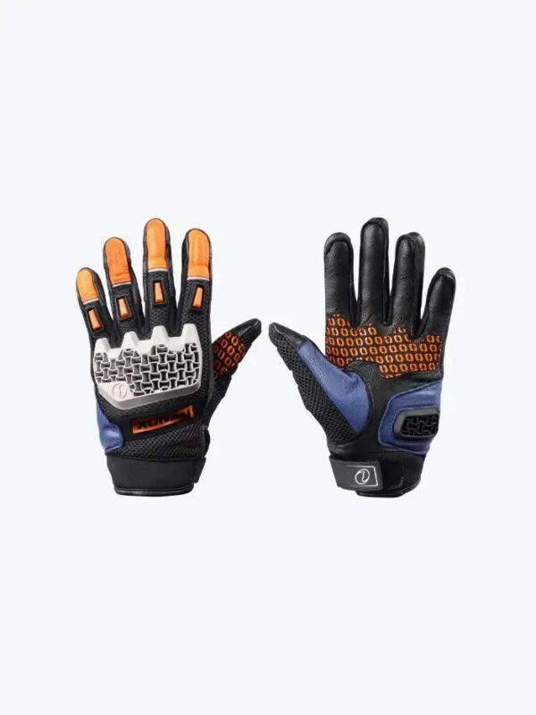 Rynox Navy Blue Orange Gravel Gloves