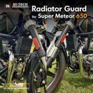 super-meteor-650-honey-comb-radiator-guard-black-matt-rd-741-ht-exhaust Radiator Guard Black for Royal Enfield Meteor 650