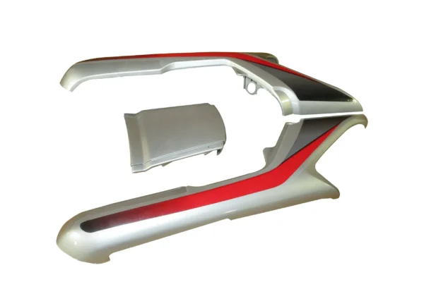 tail-panel-seat-cowl-hero-cd-deluxe-n-m-silver-red-stk Tail Panel Seat Cowl for Hero CD Deluxe NM Silver