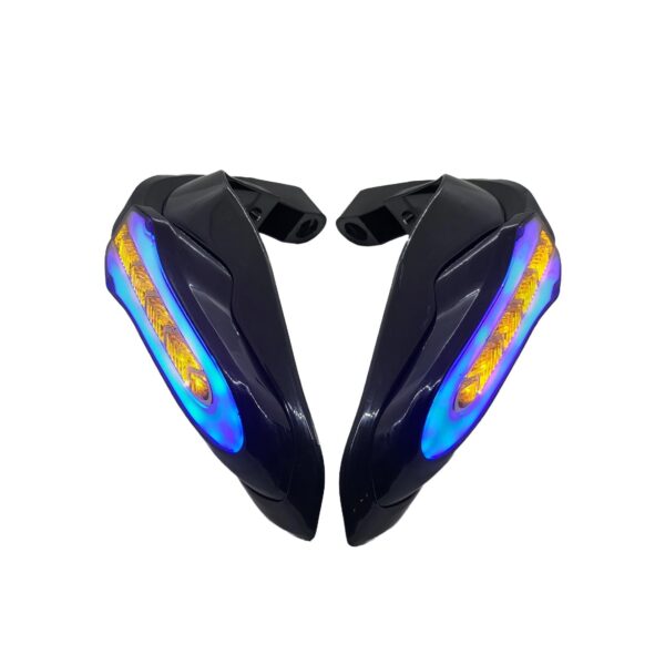 universal-motorcycle-handguards-with-yellow-running-led-and-blue-cob-light Motorcycle Handguards Yellow Blue LED Universal