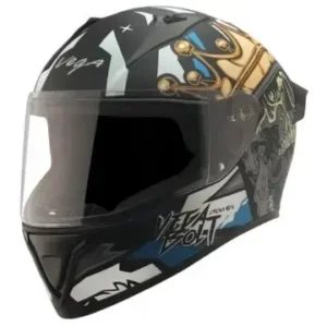 vega-bolt-crown-men-dull-black-blue-helmet Vega Bolt Helmet Dull Black Blue