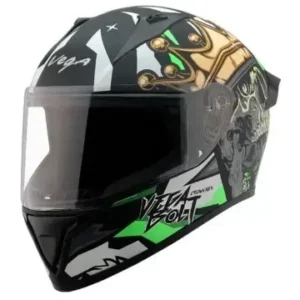 vega-bolt-crown-men-dull-black-neon-green-helmet Vega Helmet Dull Black Neon Green