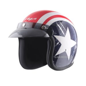 vega-jet-dx-captain-w-visor-red-metallic-blue Vega Jet DX Helmet Red Metallic Blue