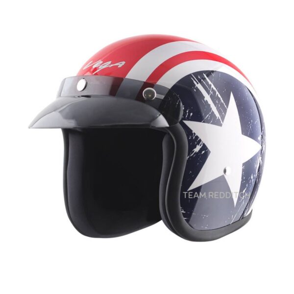 vega-jet-dx-captain-w-visor-red-metallic-blue Vega Jet DX Helmet Red Metallic Blue