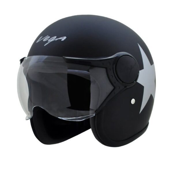 vega-jet-dx-star-w-visor-dull-black-silver Vega Jet DX Star Helmet Dull Black